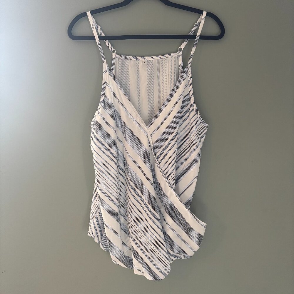 Wrap Front Striped Tank Top